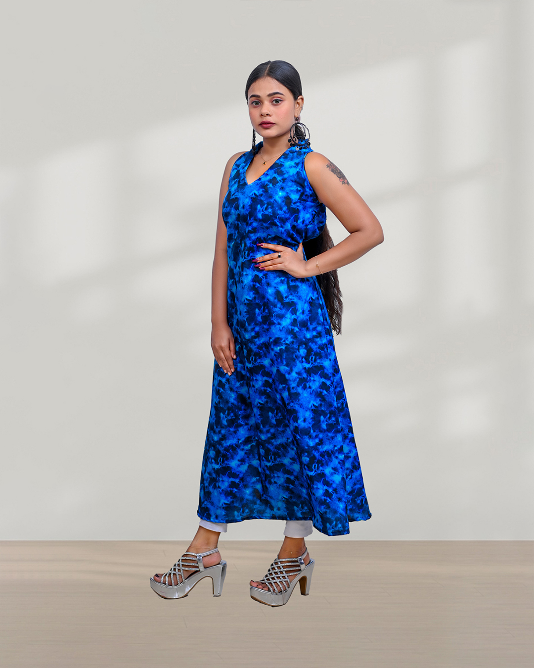 Abstract Printed A-line Ethnic Kurti
