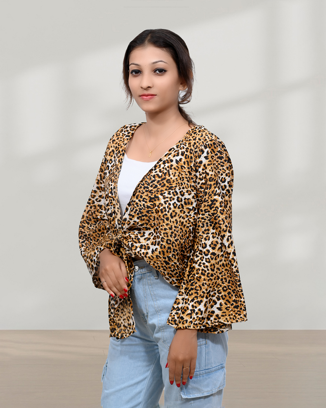 Leopard Print Wrap Jacket