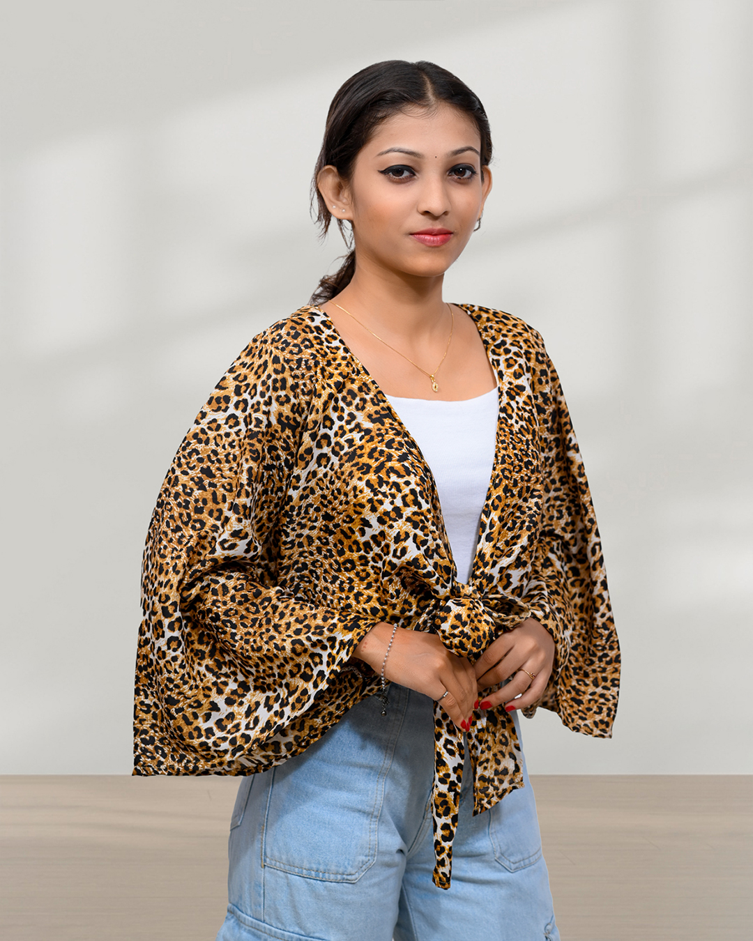 Leopard Print Wrap Jacket