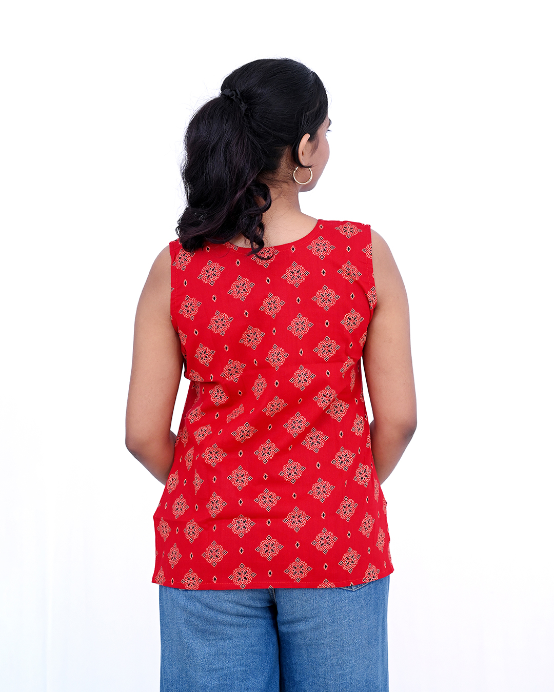 Red Printed Cotton Motifs.