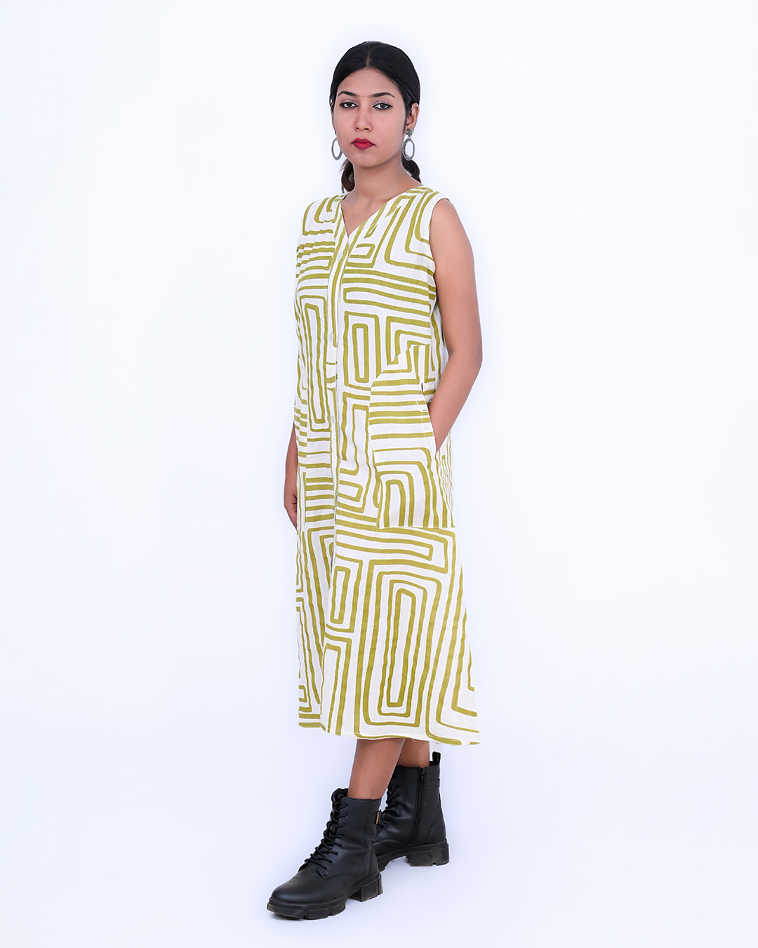 Geometric Printed  A-line Midi