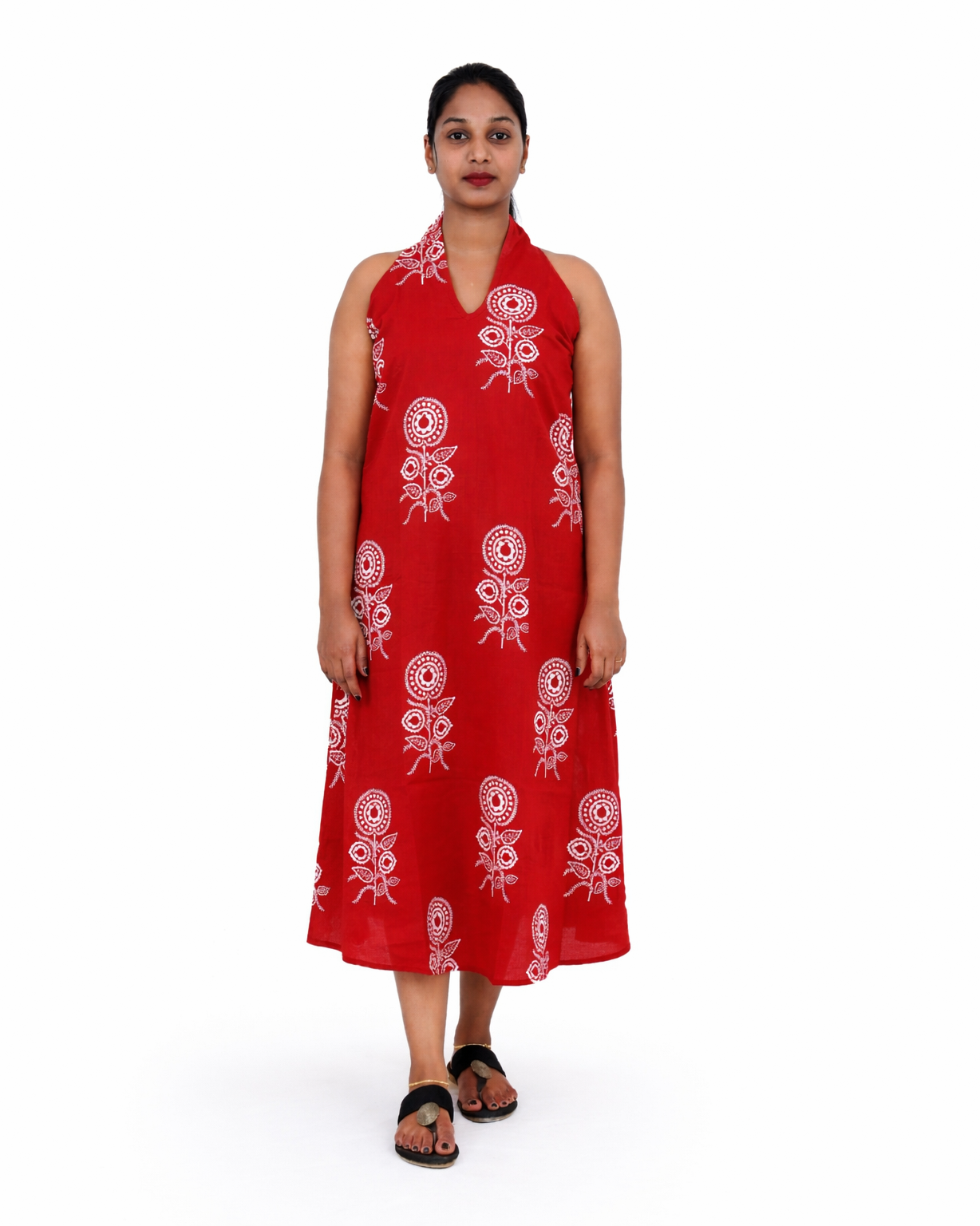 Red and White  Batik Art printed Kurti
