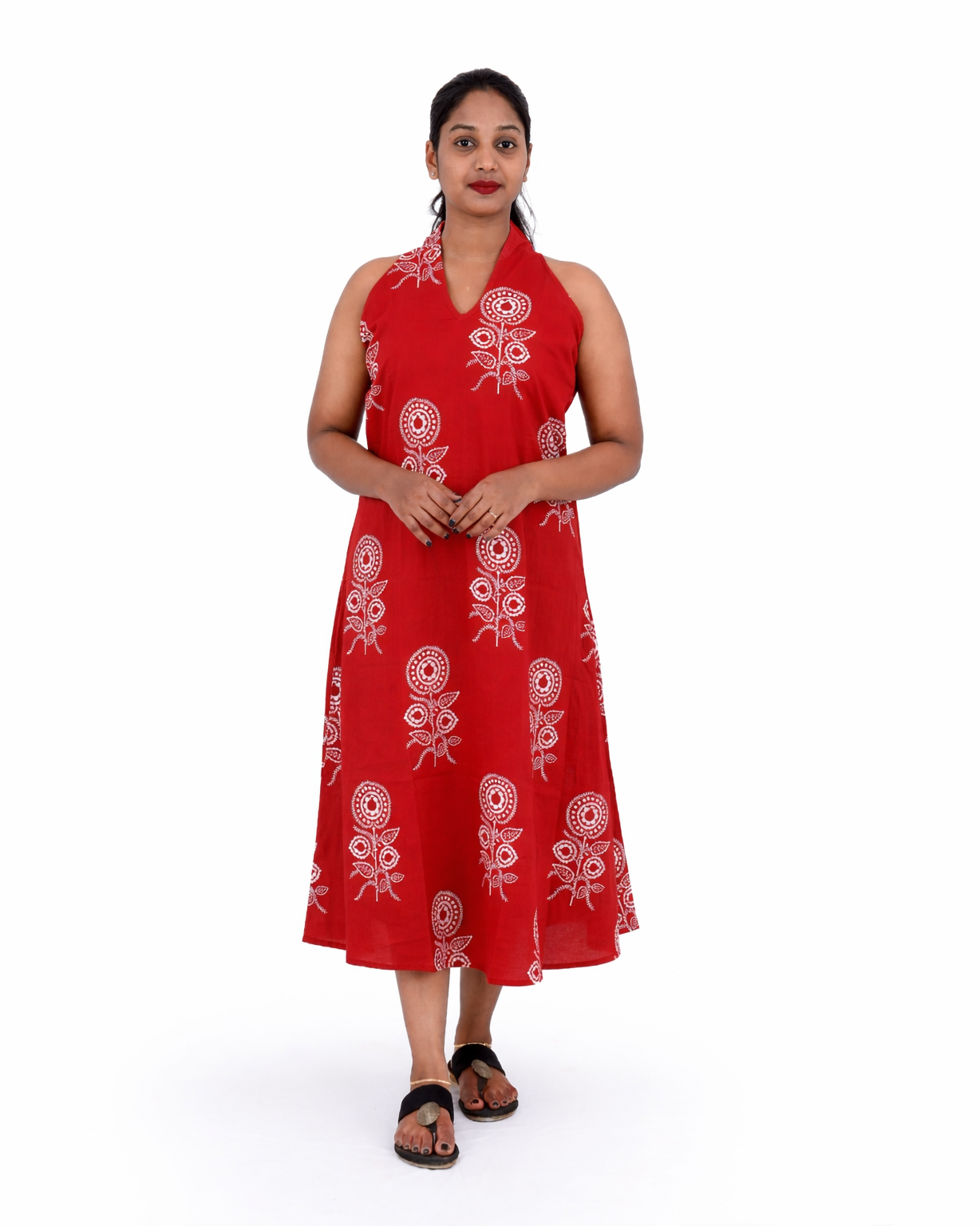 Red and White  Batik Art printed Kurti
