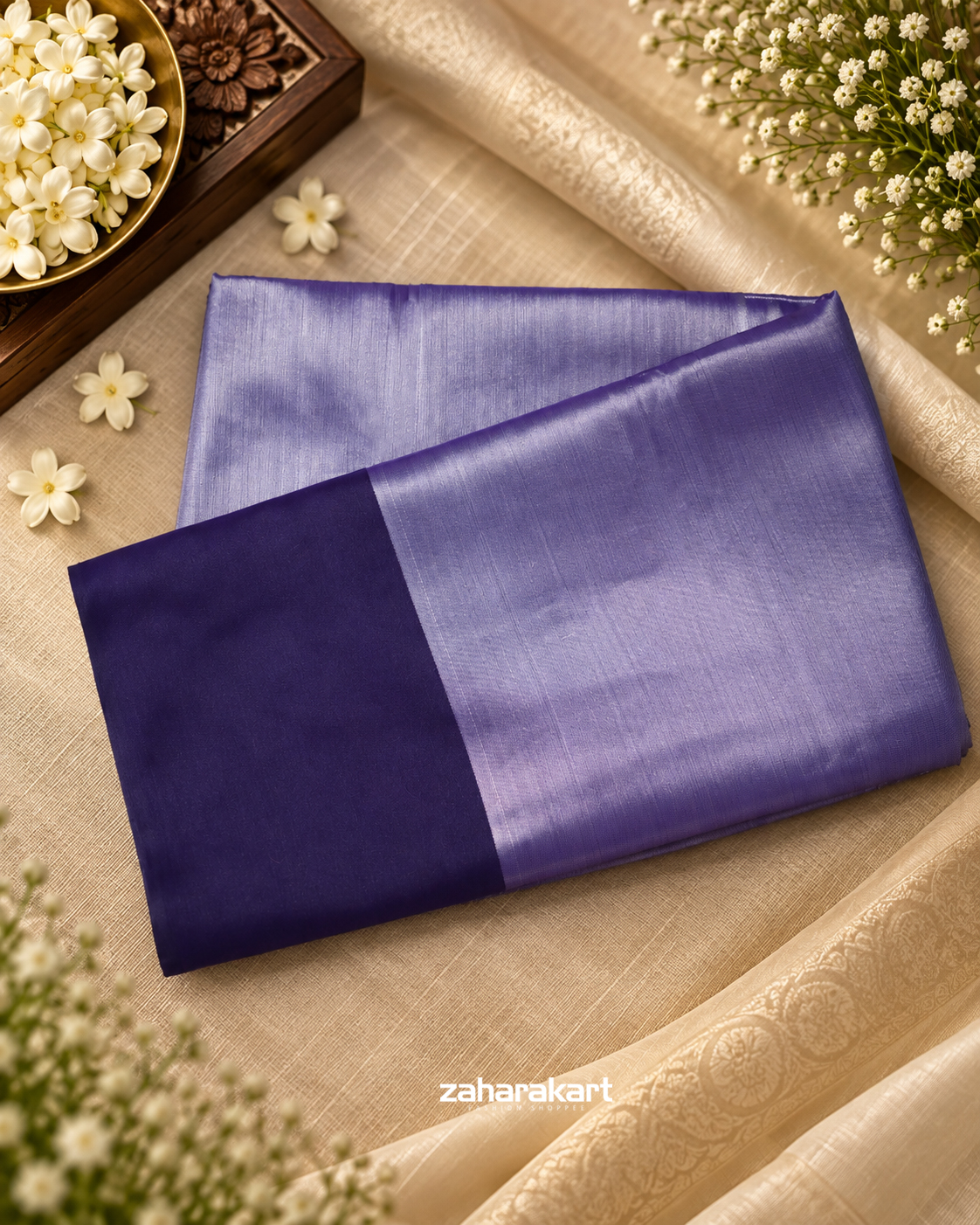 Lavender Tissue Saree with Deep Purple Border ✨