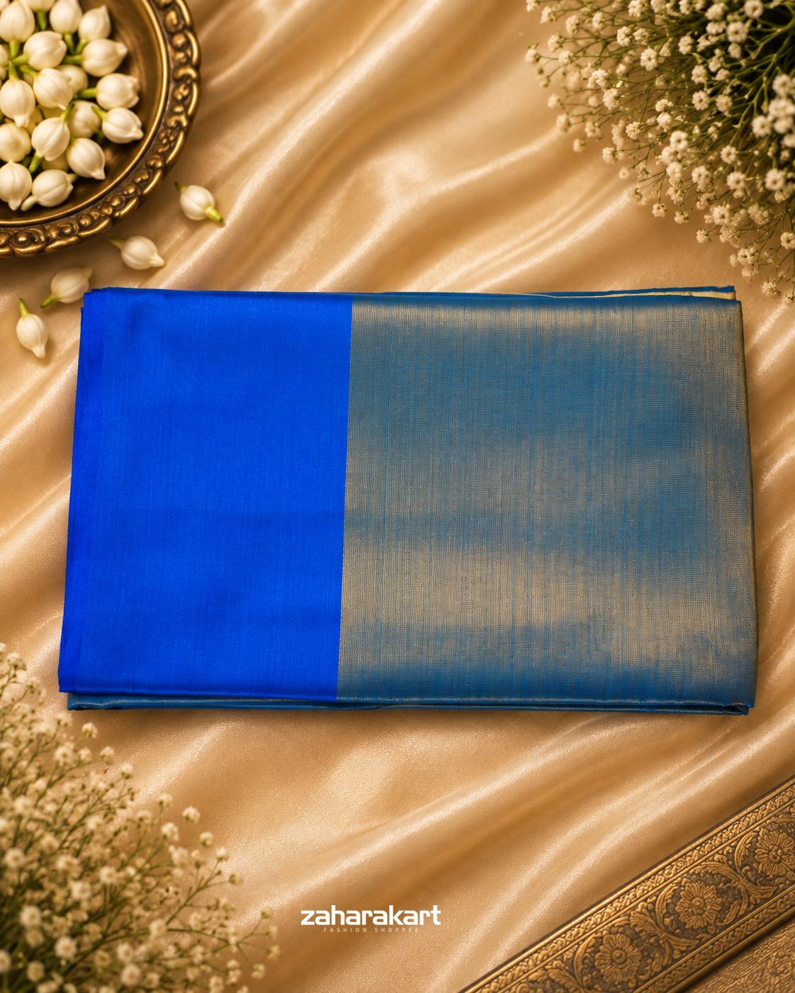 Royal Blue & Steel Blue Tissue Saree