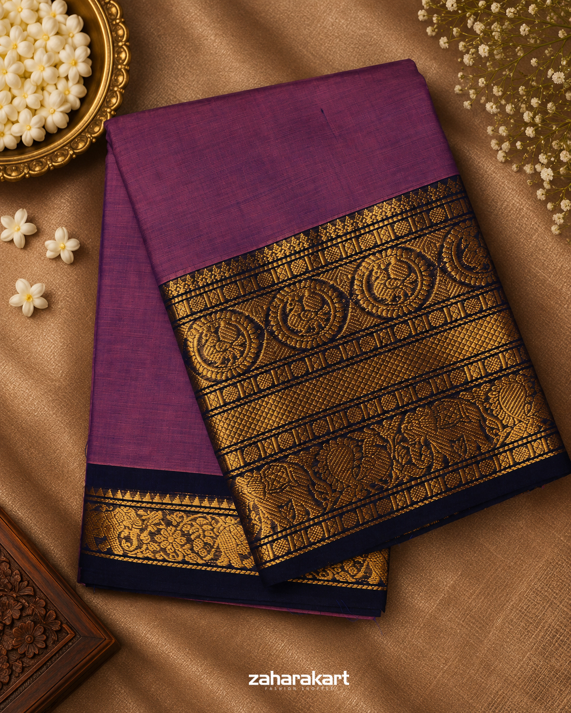 Plum-Purple Kanchi Cotton Saree