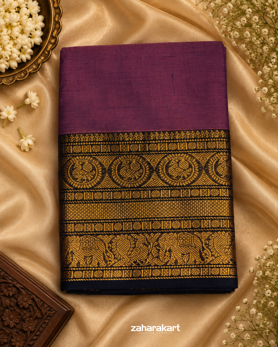 Plum-Purple Kanchi Cotton Saree